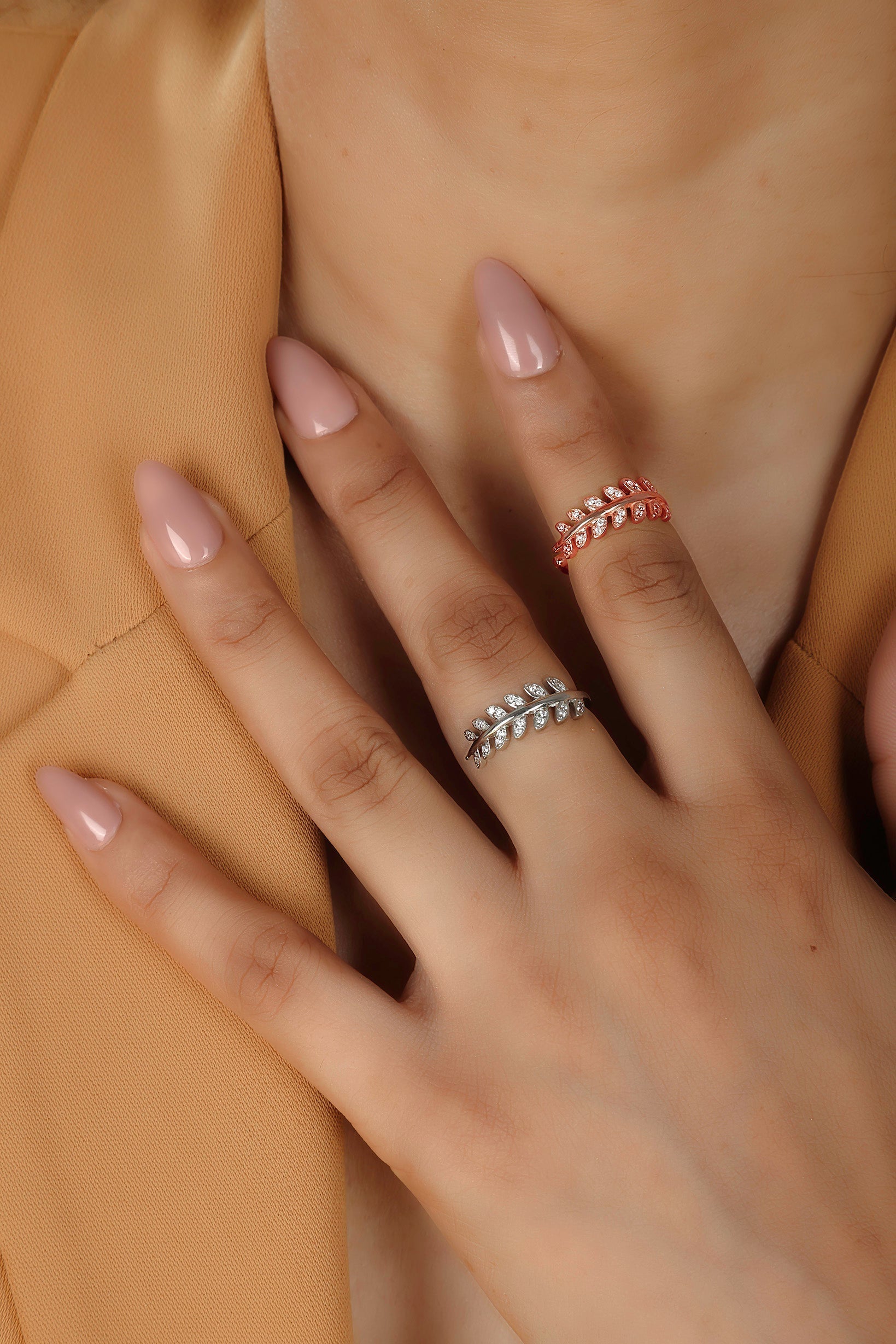 Desiring Leaf Pattern Open Ring – Hallmarked 925 Sterling Silver Rose Gold Plated | Elegant & Stylish Jewelry